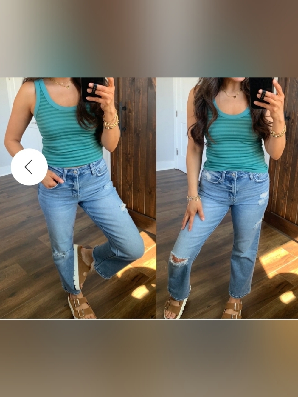 Brand New Dusty Teal Stripe Reversible One Size Tank Top